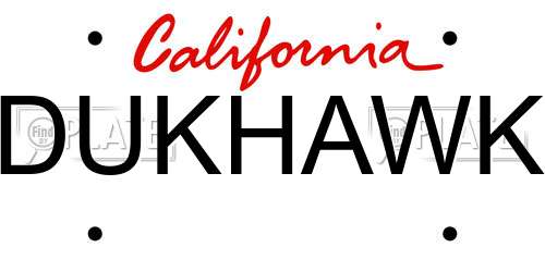 DUKHAWK California License Plate