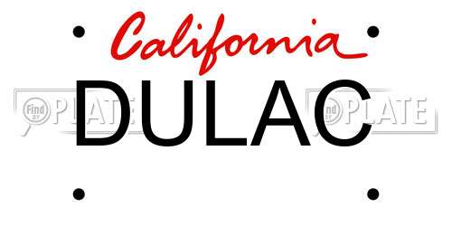 DULAC California License Plate