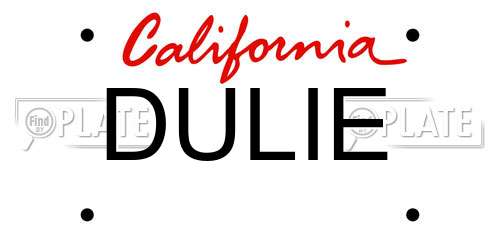 DULIE California License Plate