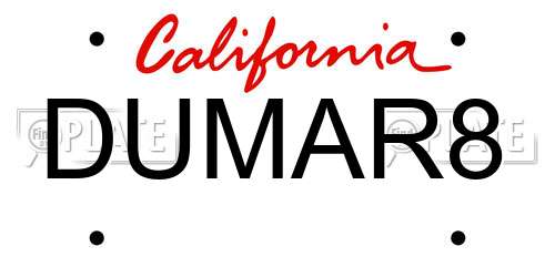 DUMAR8 California License Plate