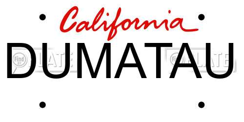 DUMATAU California License Plate