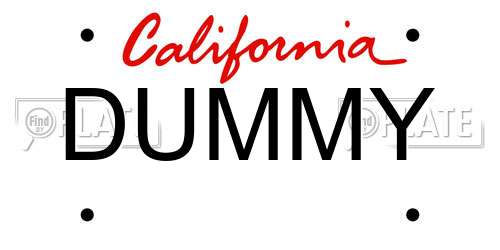 DUMMY California License Plate
