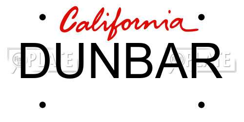 DUNBAR California License Plate