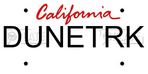 DUNETRK California License Plate
