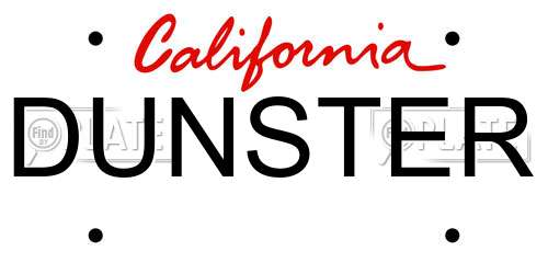 DUNSTER California License Plate