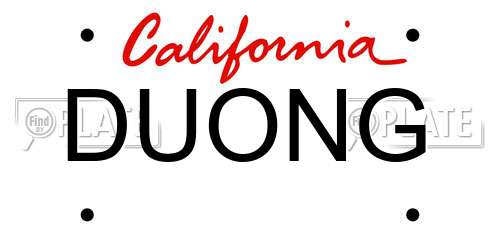 DUONG California License Plate