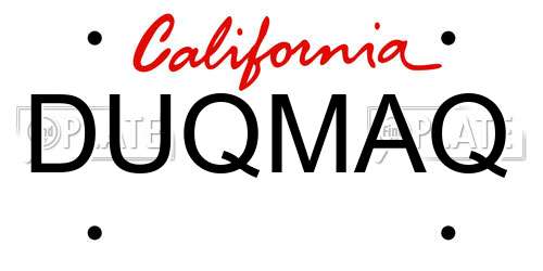 DUQMAQ California License Plate