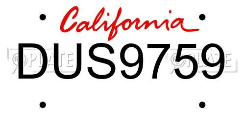 DUS9759 California License Plate