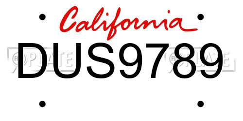 DUS9789 California License Plate