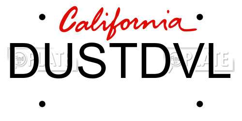 DUSTDVL California License Plate