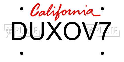 DUXOV7 California License Plate
