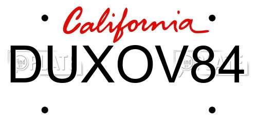 DUXOV84 California License Plate
