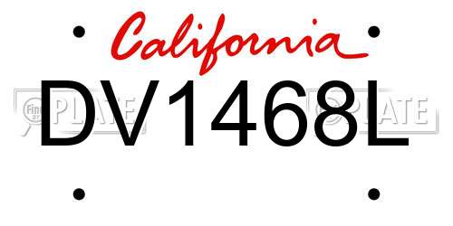 DV1468L California License Plate
