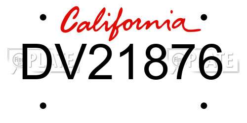 DV21876 California License Plate