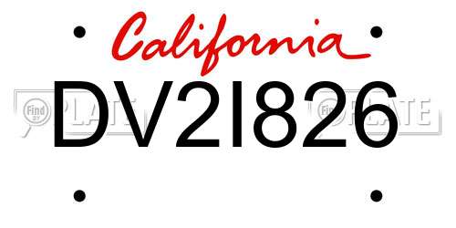 DV2I826 California License Plate