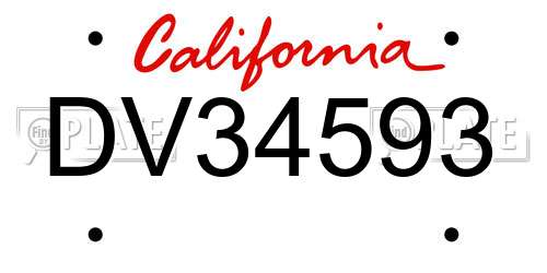 DV34593 California License Plate