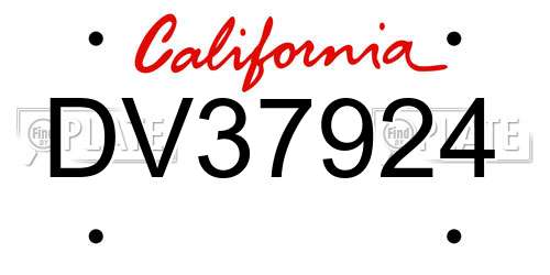 DV37924 California License Plate