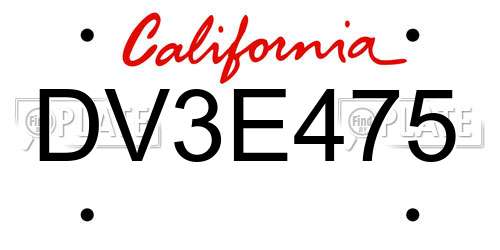 DV3E475 California License Plate