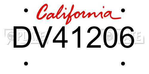 DV41206 California License Plate