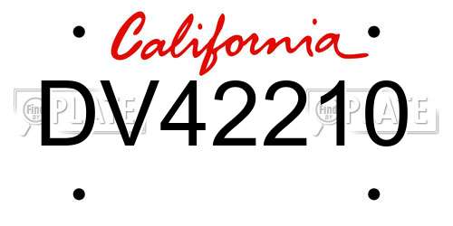 DV42210 California License Plate