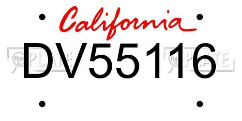 DV55116 California License Plate