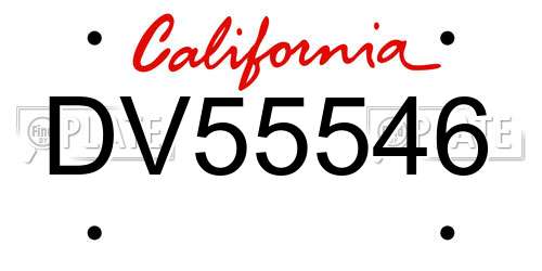 DV55546 California License Plate