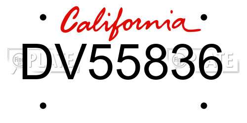 DV55836 California License Plate