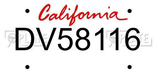 DV58116 California License Plate