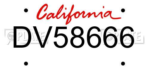 DV58666 California License Plate