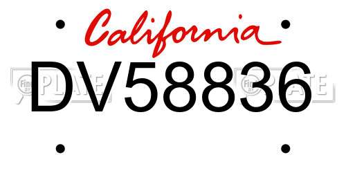 DV58836 California License Plate