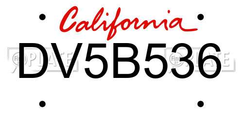 DV5B536 California License Plate
