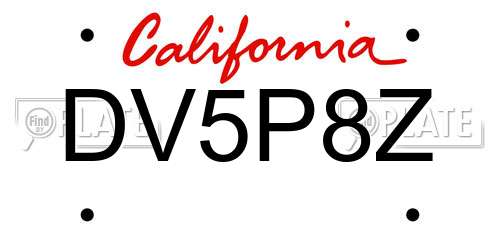 DV5P8Z California License Plate