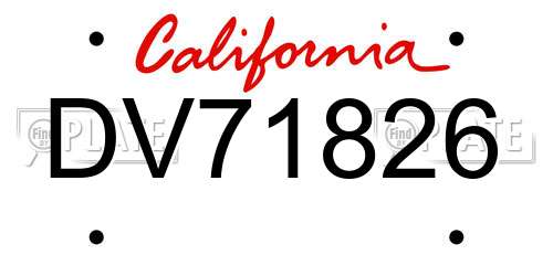 DV71826 California License Plate