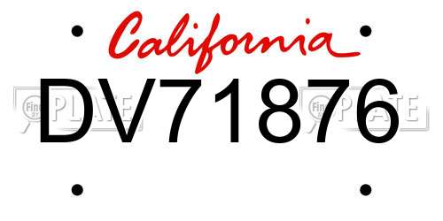 DV71876 California License Plate