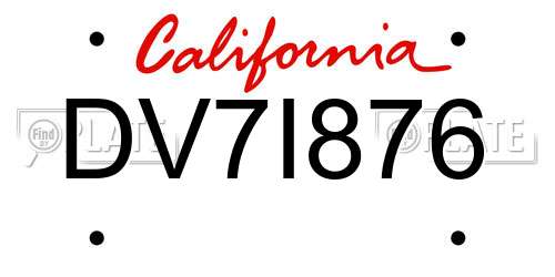 DV7I876 California License Plate