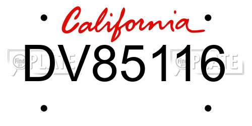 DV85116 California License Plate