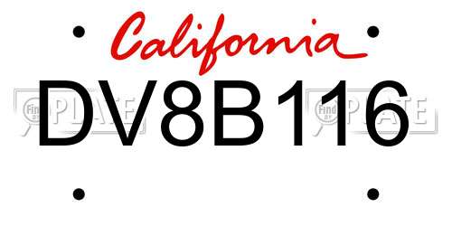 DV8B116 California License Plate