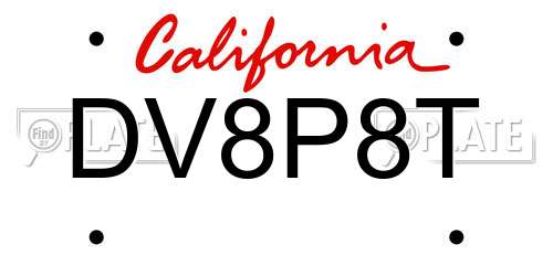 DV8P8T California License Plate