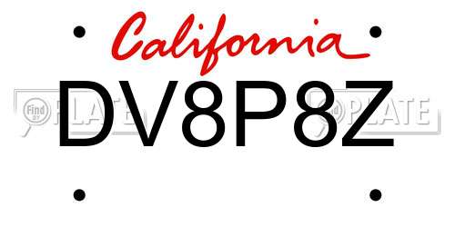 DV8P8Z California License Plate