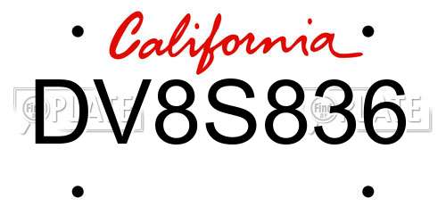 DV8S836 California License Plate