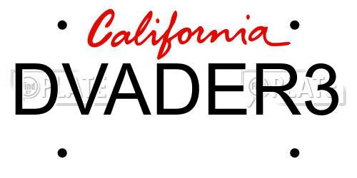 DVADER3 California License Plate