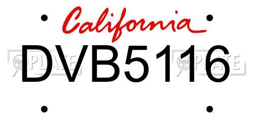 DVB5116 California License Plate