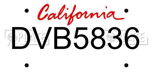DVB5836 California License Plate