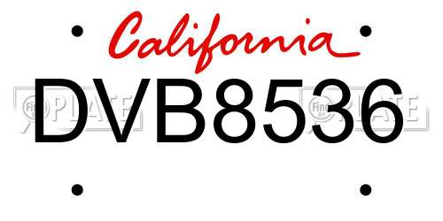 DVB8536 California License Plate