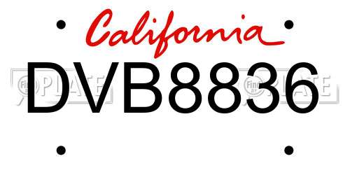 DVB8836 California License Plate