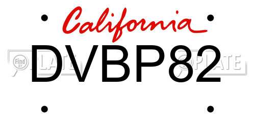 DVBP82 California License Plate