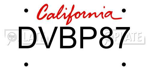 DVBP87 California License Plate