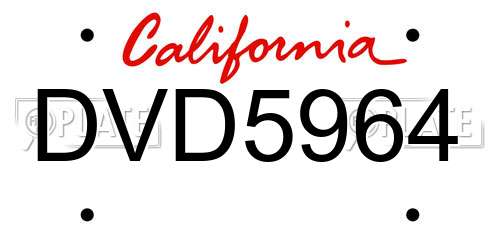 DVD5964 California License Plate