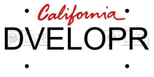 DVELOPR California License Plate
