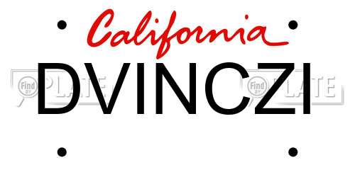 DVINCZI California License Plate